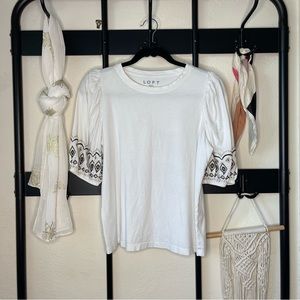 Embroidered Puff Sleeve Loft Top